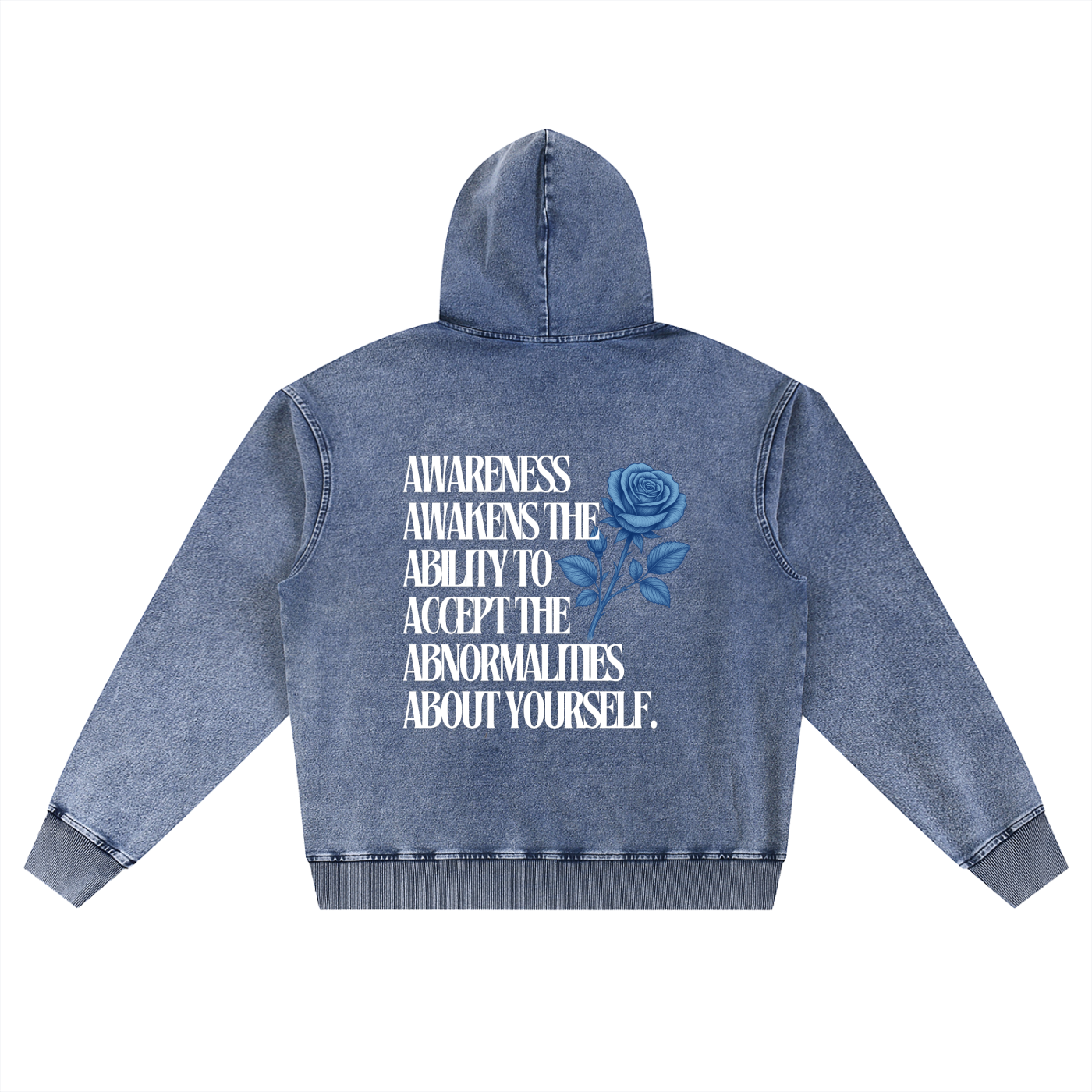 Denim 'Awareness' Snow Wash Oversized Hoodie