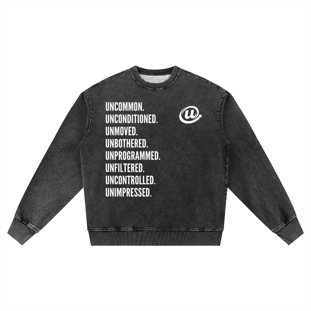 'Uncommon' Snow Wash Oversized Crewneck Sweatshirt
