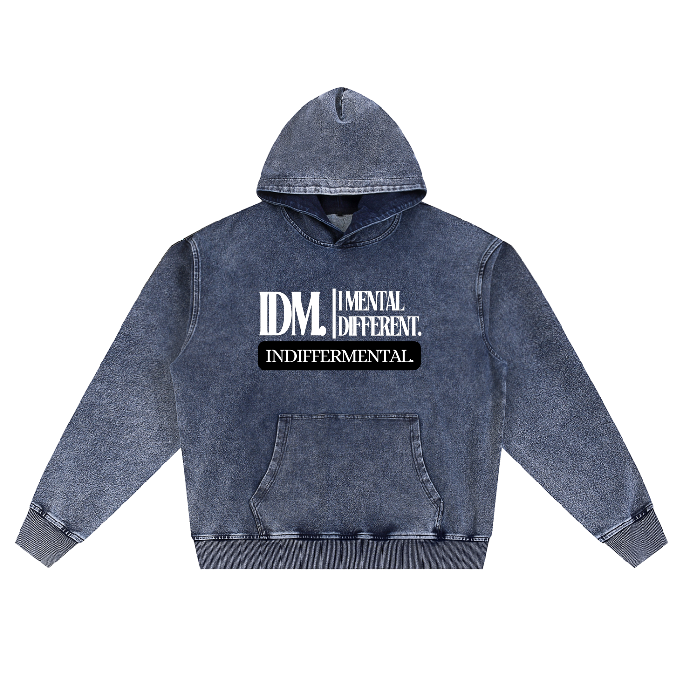 Denim 'Awareness' Snow Wash Oversized Hoodie
