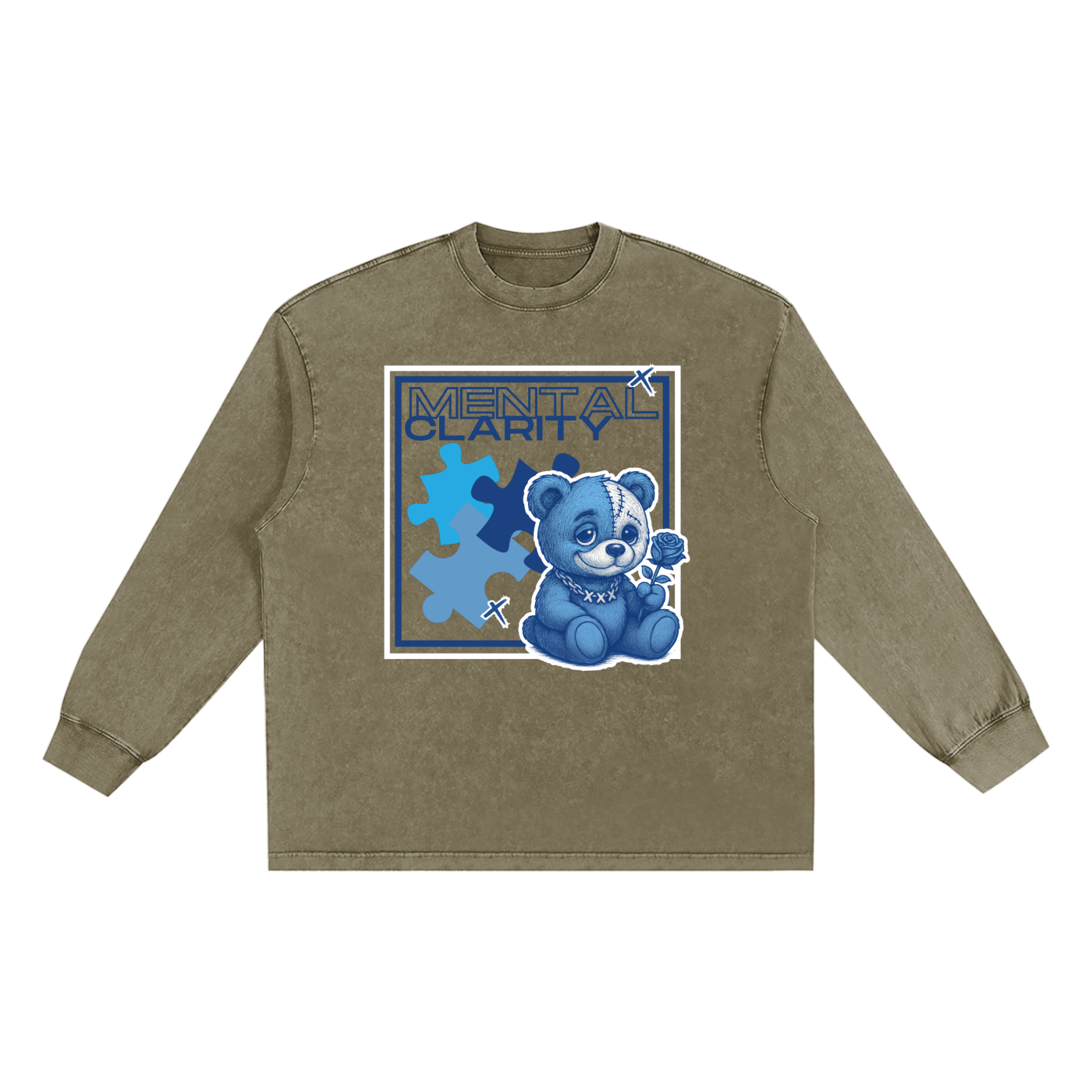 'Mental Clarity' Snow Washed Frayed Edge T-Shirt