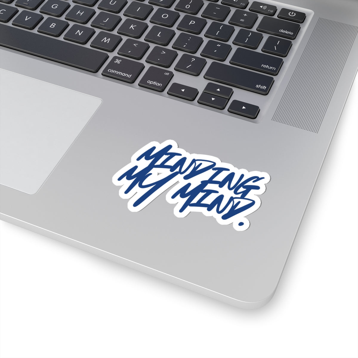 Minding My Mind Sticker — Blue Script Laptop Decal (Mental Health Awareness)
