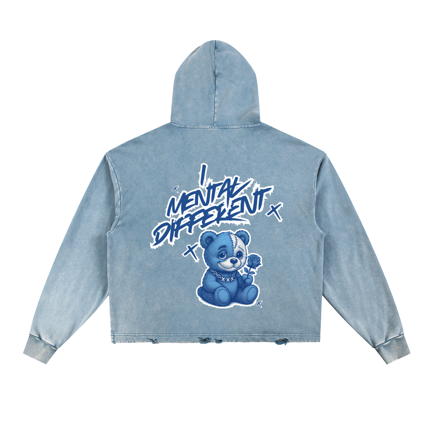 Vintage Washed Frayed-Hem Hoodie