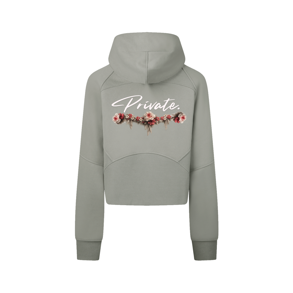 'Private' Cropped Zip-Through Hoodie