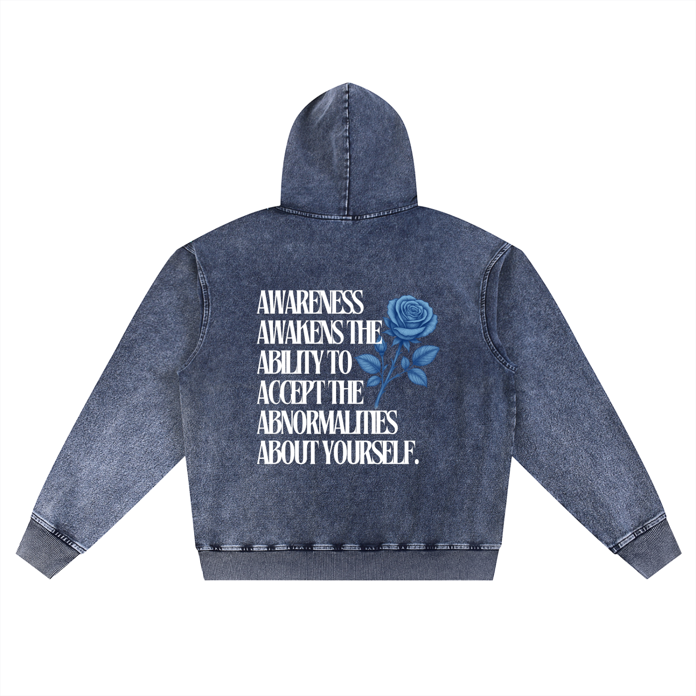 Denim 'Awareness' Snow Wash Oversized Hoodie