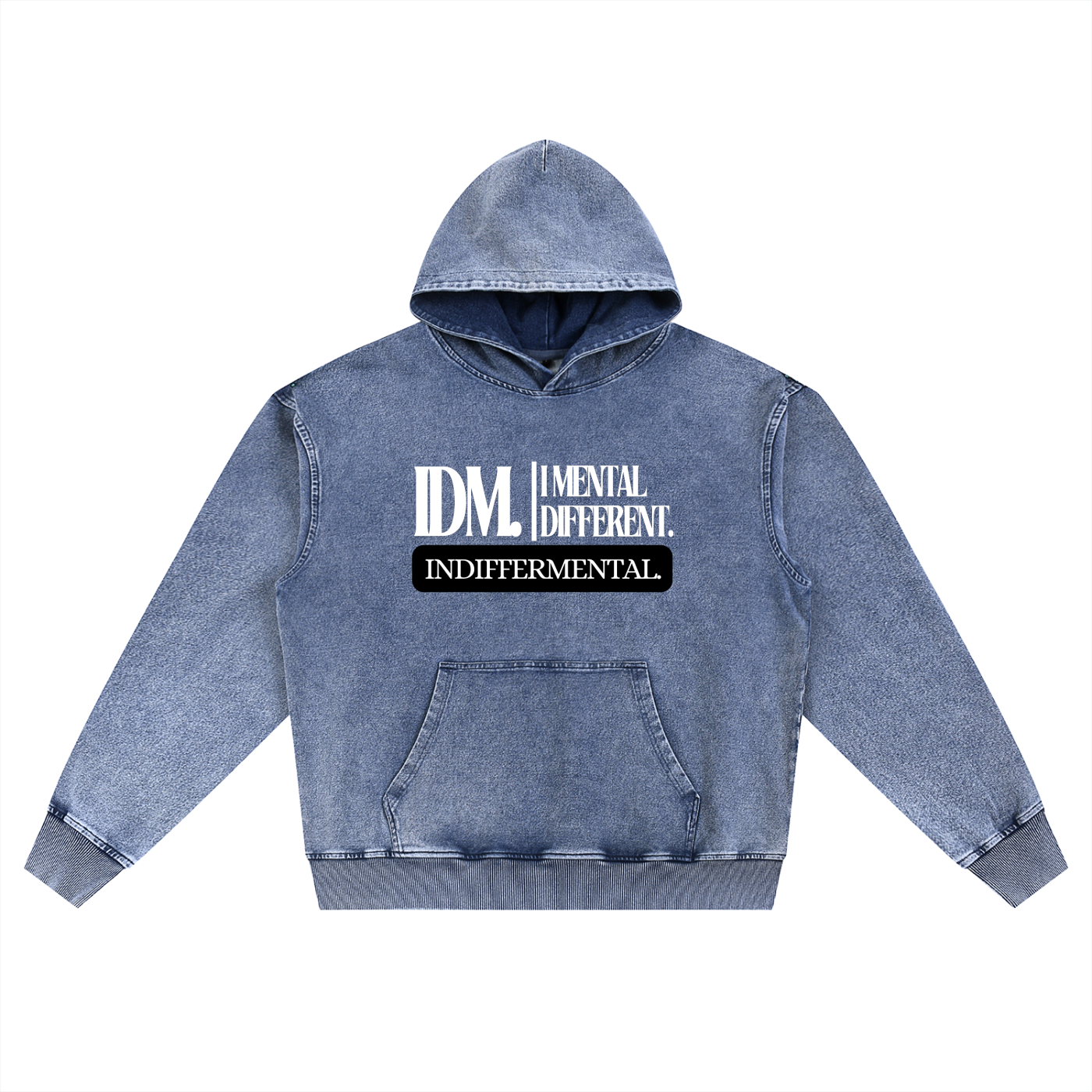 Denim 'Awareness' Snow Wash Oversized Hoodie